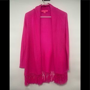 EUC Lilly Pulitzer Tatum Cardigan Long Fringe Hem XXS